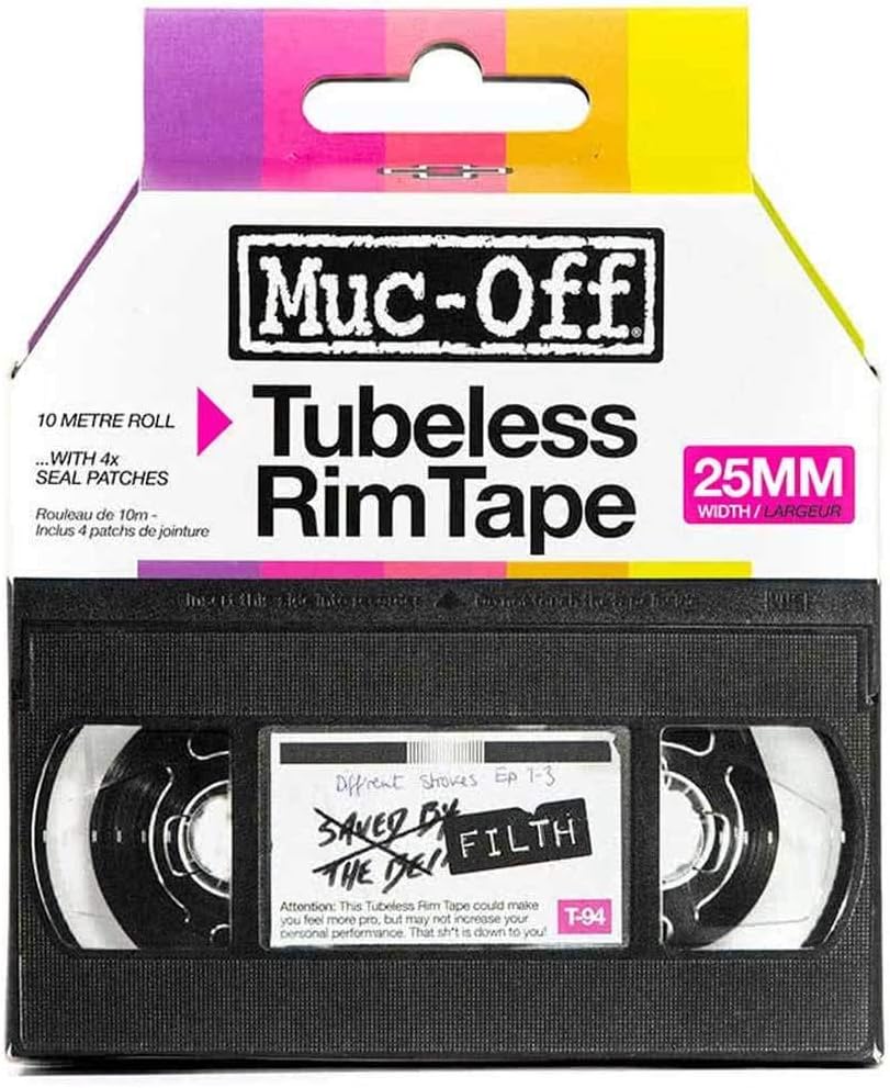 Muc-Off Tubeless Rim,  Adhesive Bike Tire Liner, Tubeless Tape for MTB/Road/Gravel Bikes, Tubeless Kit including 10m Roll of Bike Tape