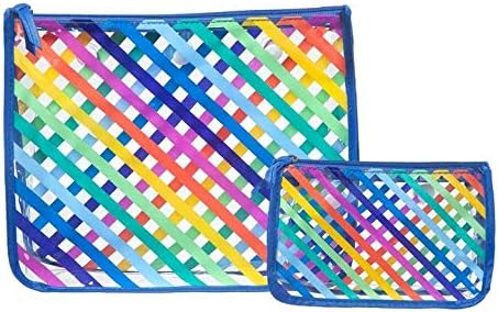 Clear Designer Zipper Insert (Set of 2) Travel Organizer Storage Pop In Bogg Bag (Stripes)
