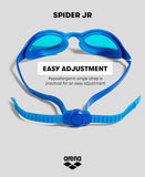 ARENA Unisex Youth Spider Junior Swim Goggles Girls and Boys Ages 6 to 12 Fogless Lenses Easy to Adjust Strap No Leak