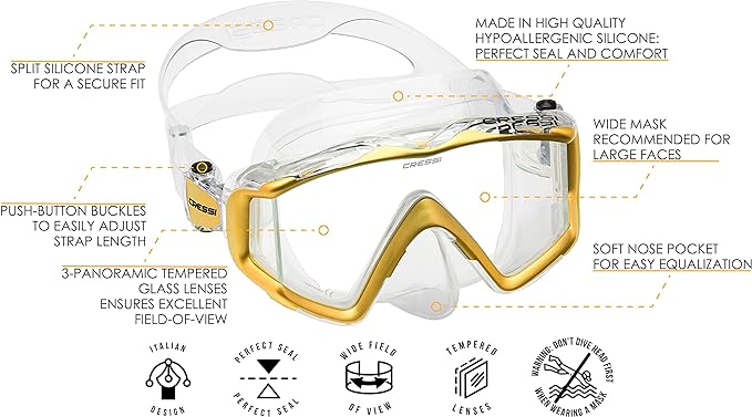 Cressi Liberty Triside SPE Snorkeling Mask Perfect View Scuba Diving
