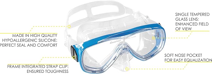 Cressi Adult Light Weight Premium Travel Snorkel Set - Mask & Fins Made in Italy