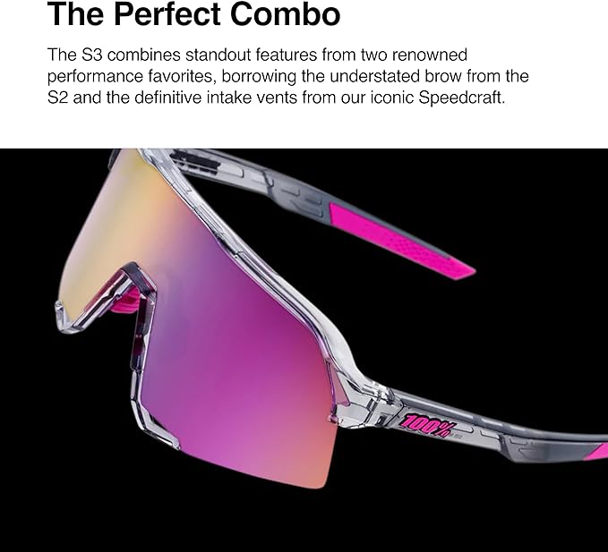 100% S3 Sport Performance Cycling Sunglasses - Vented Baseball, Road Bike, & Triathlon Racing with Interchangeable Lens