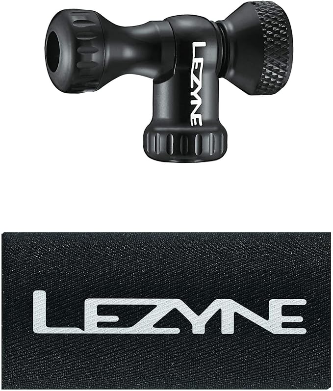 LEZYNE Control Drive CO2 Bicycle Tire Inflator, Head ONLY, Road, Mountain, Gravel Bike Flat Kit, Threaded CO2, Presta or Schrader Valve, Black