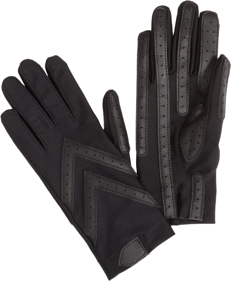Isotoner Women's Spandex Shortie Touchscreen Gloves, Black-Without Smartdri, Small/Medium