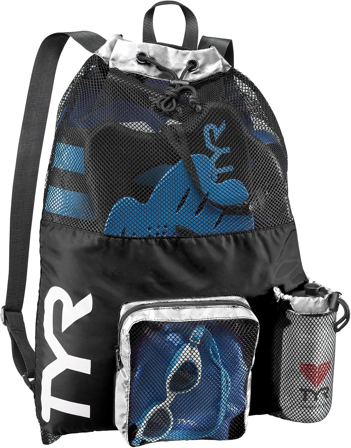 TYR Big Mesh Mummy Backpack for Wet Swimming, Gym, and Workout Gear