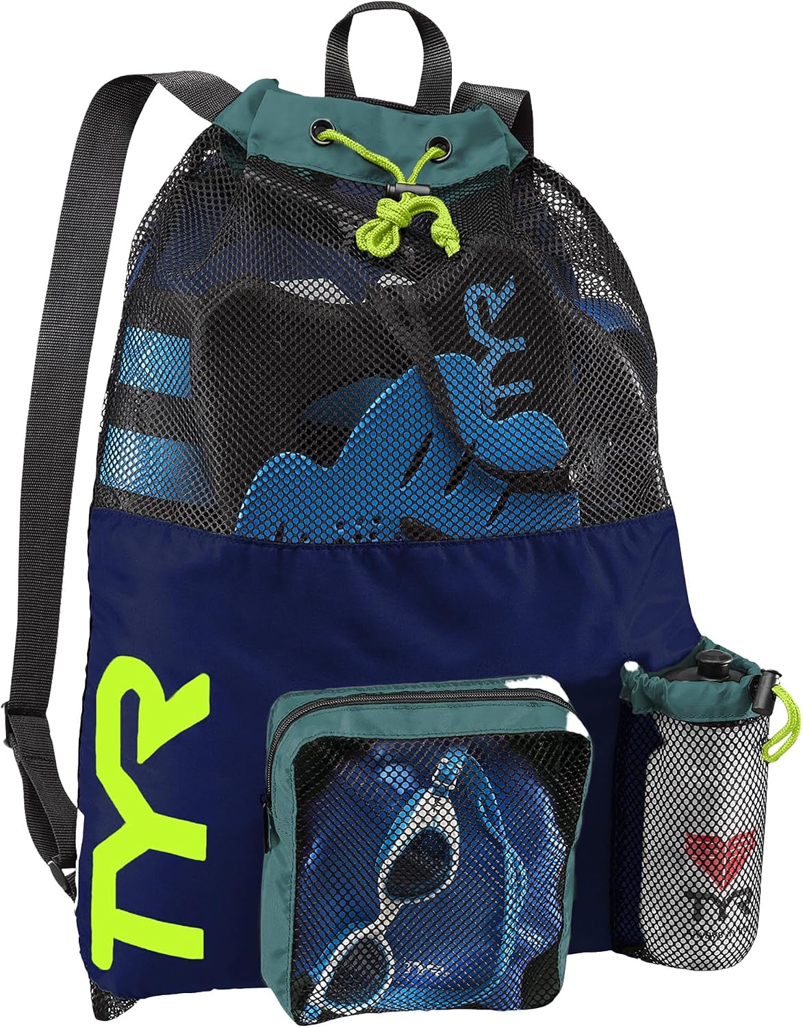 TYR Big Mesh Mummy Backpack for Wet Swimming, Gym, and Workout Gear