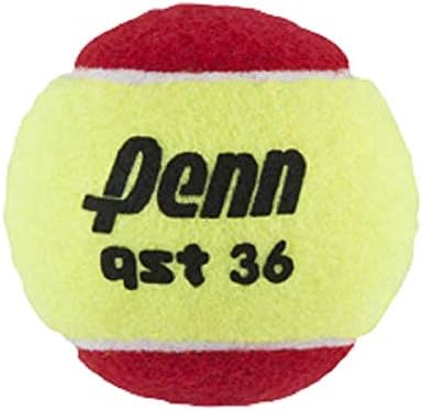Penn QST 36 Tennis Balls, Youth Felt Red Tennis Balls for Beginners, 12 Ball Polybag