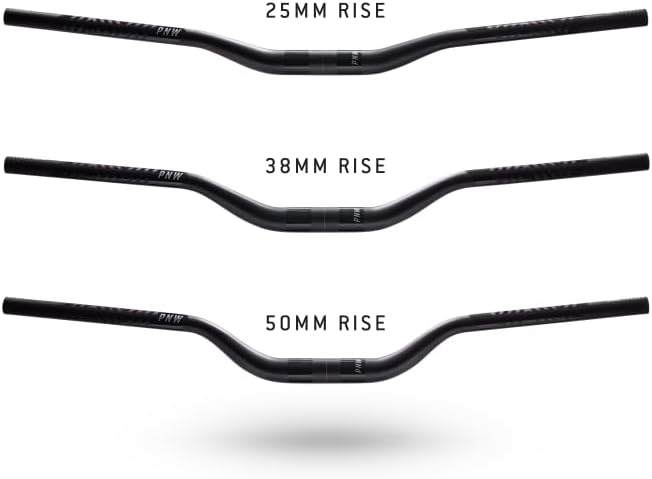 PNW Components Gen 4 Range Alloy MTB Handlebar, 6061 Aluminum Mountain Bike Bar, 800mm Width, 31.8mm Clamp, 38mm Rise, Black with Gray