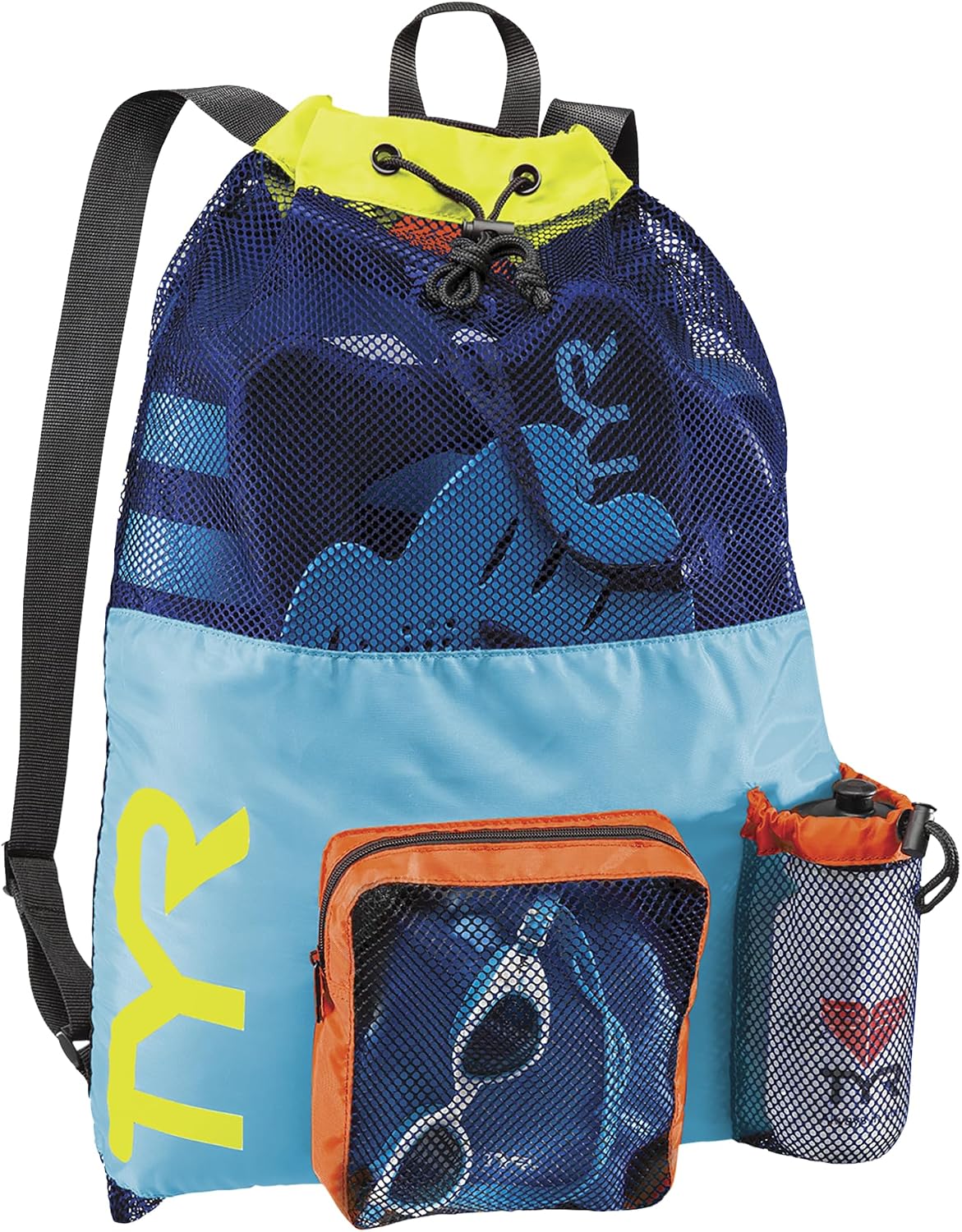 TYR Big Mesh Mummy Backpack for Wet Swimming, Gym, and Workout Gear