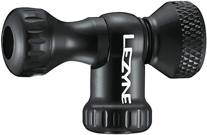 LEZYNE Control Drive CO2 Bicycle Tire Inflator, Head ONLY, Road, Mountain, Gravel Bike Flat Kit, Threaded CO2, Presta or Schrader Valve, Black