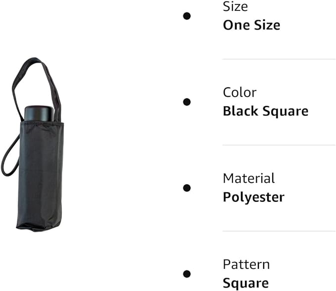 TOTES Micro MINI Purse Manual Umbrella-many styles, Color Black Square
