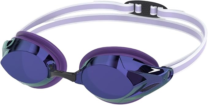 Speedo Vanquisher 3.0 Mirror Swim Goggles, Anti-Fog, UV Protection, Ocular 360 Lens, Hydrodynamic Racing Fit