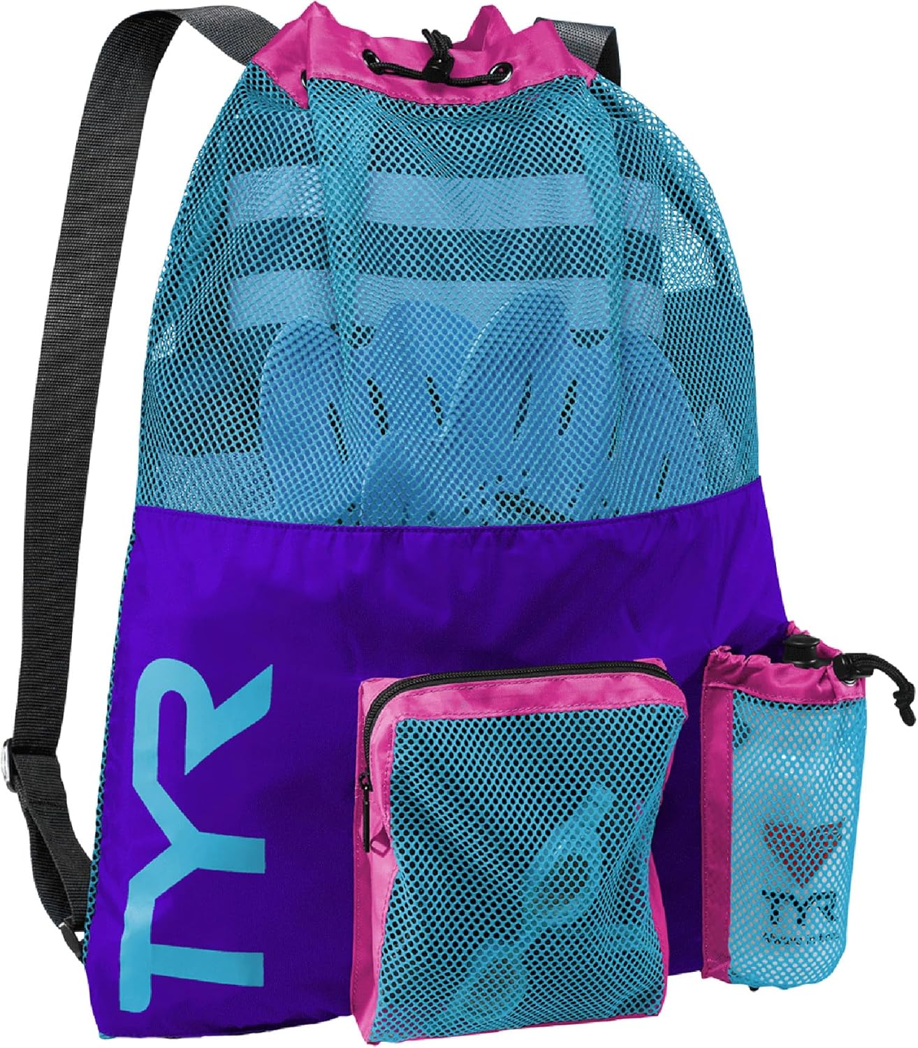 TYR Big Mesh Mummy Backpack for Wet Swimming, Gym, and Workout Gear