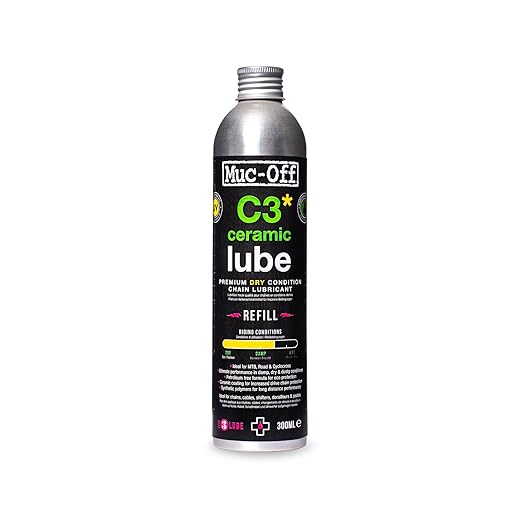 Muc-Off C3 Dry Chain Lube, 10.14 fl oz, Ceramic Bike Lube Refill, Bike Chain Oil, Chain Wax for Wet Weather Conditions,Bike Lubricant and Bicycle Chain Oil