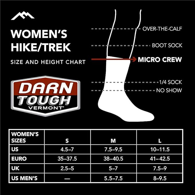 Darn Tough Women's Light Hiker Micro Crew Lightweight with Cushion Sock, Style 1967