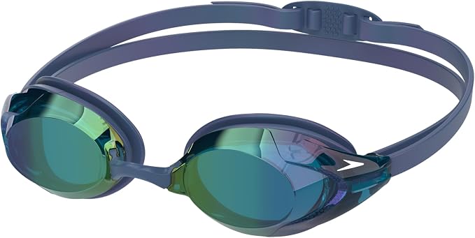 Speedo Vanquisher 3.0 Mirror Swim Goggles, Anti-Fog, UV Protection, Ocular 360 Lens, Hydrodynamic Racing Fit