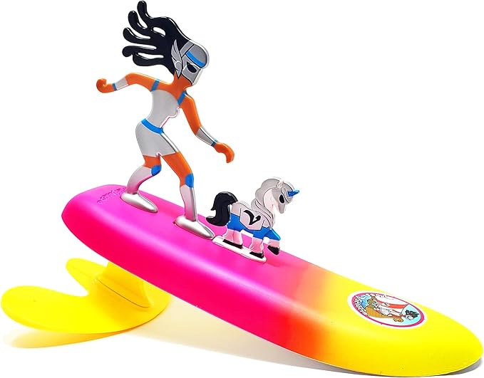 Surfer Dudes Legends & Surfer Pets Wave Powered Mini-Surfer, Pet and Surfboard Beach Toy - Promethei Paula and Alberta