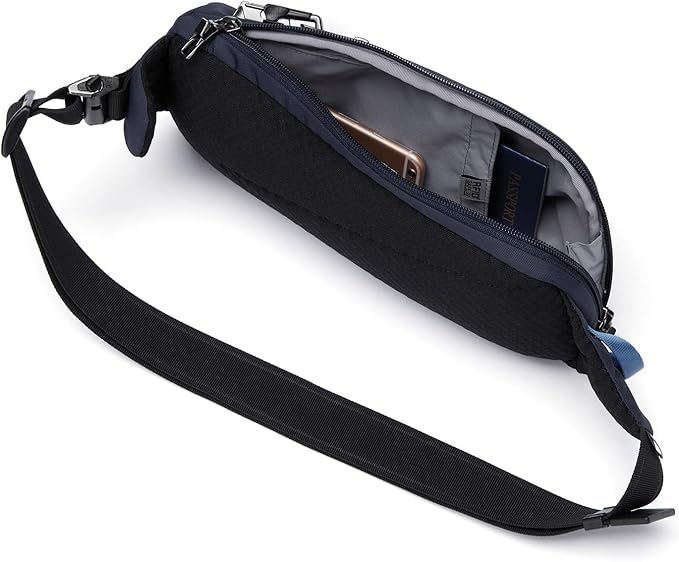 Pacsafe Vibe 150 2.5 Liter Anti Theft Crossbody Pack, Lockable Zippers, RFID Safe, Color Ocean