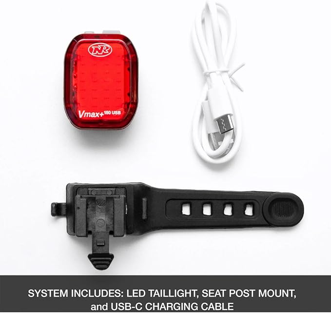 NiteRider Vmax+ 150 Lumens USB Rechargeable Bike Tail Light Powerful Daylight Visible Bicycle LED Rear Light Easy to Install Road Mountain City Commuting Adventure Cycling Safety Flash
