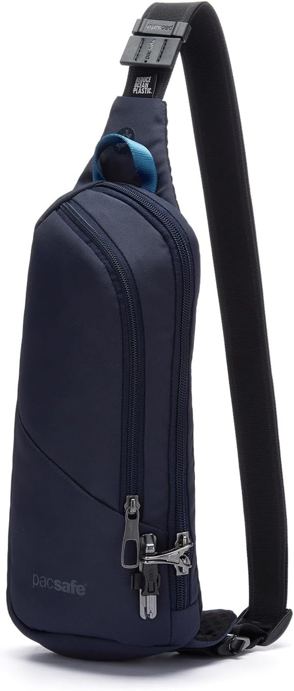 Pacsafe Vibe 150 2.5 Liter Anti Theft Crossbody Pack, Lockable Zippers, RFID Safe, Color Ocean
