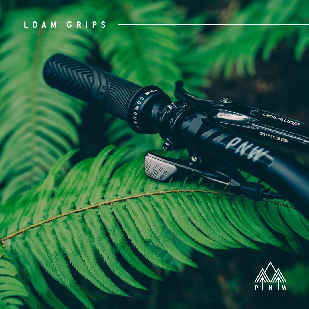 PNW Components Loam MTB Bike Grips, Mountain Bike Handlebar Grips, 25A Tacky Rubber, Ergonomic Trail & Enduro Grip,30mm (Regular), Blackout