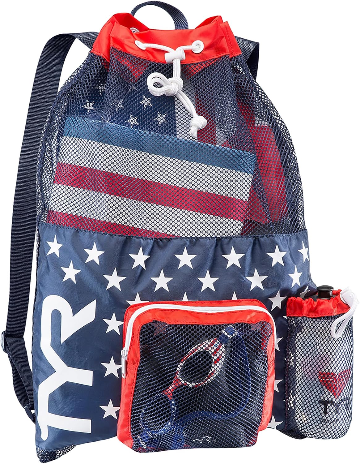 TYR Big Mesh Mummy Backpack for Wet Swimming, Gym, and Workout Gear