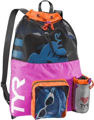 TYR Big Mesh Mummy Backpack for Wet Swimming, Gym, and Workout Gear