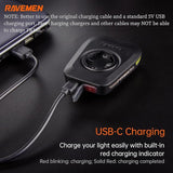 RAVEMEN FR160 Compatible with Garmin Bike Computer, Bike Light for Being Seen, Compact Flashing Light for Bike Safety with 6 Modes, Side Visibility