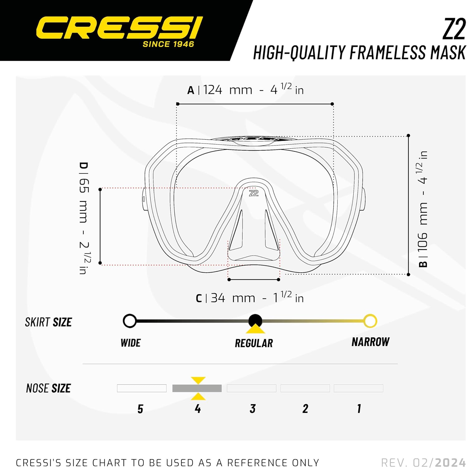 Cressi Z2 Adult Frameless Diving Mask, Wide View Mono Lens, Pure Soft Silicone