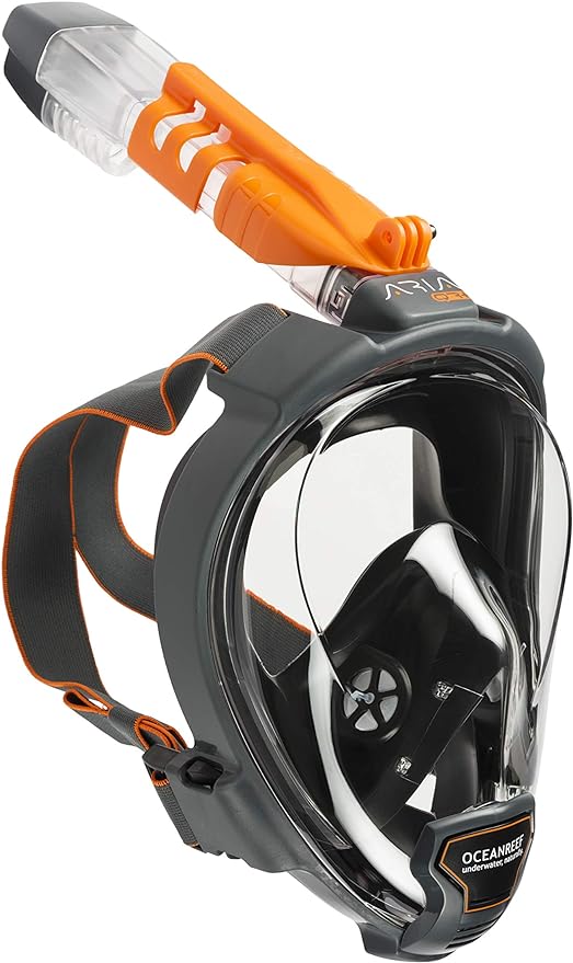 OCEAN REEF - Aria QR + Quick Release Snorkeling Mask - Full Face Snorkeling Mask - 180 Degree Underwater Vision