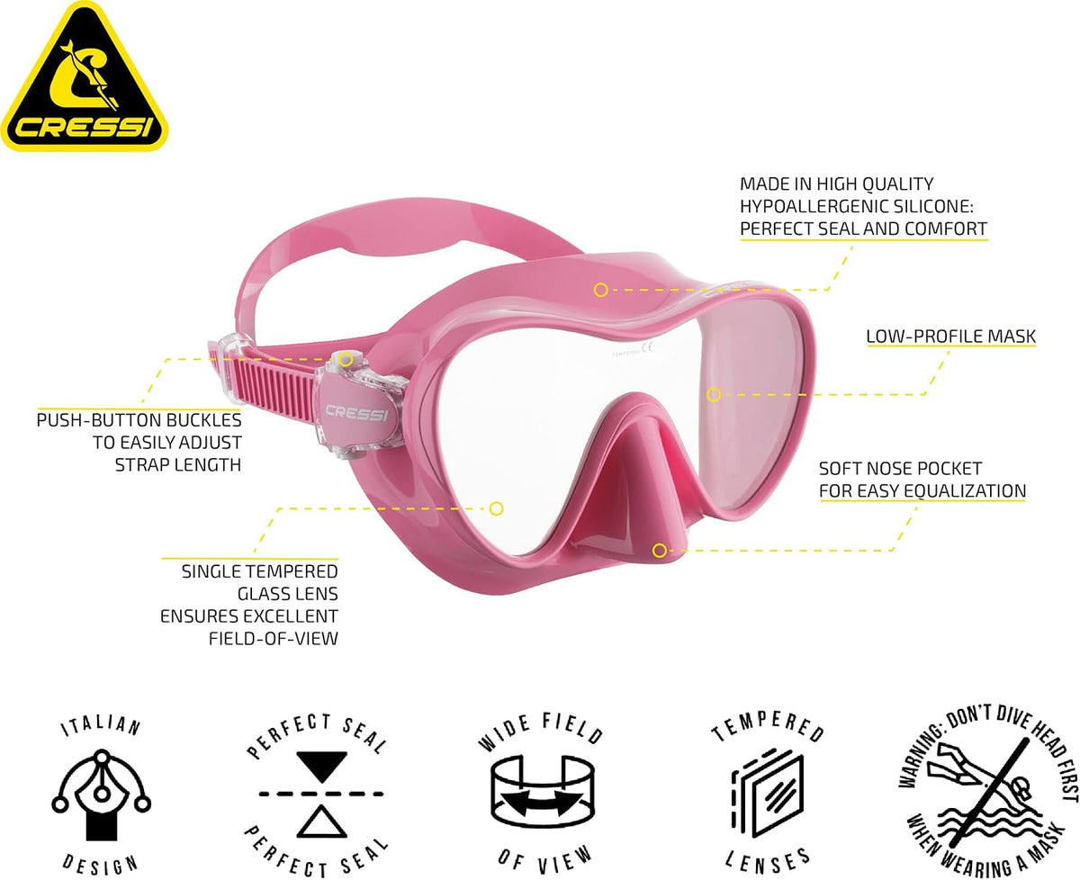 Cressi F1, Scuba Diving Snorkeling Frameless Mask, Perfect Seal Silicone Skirt
