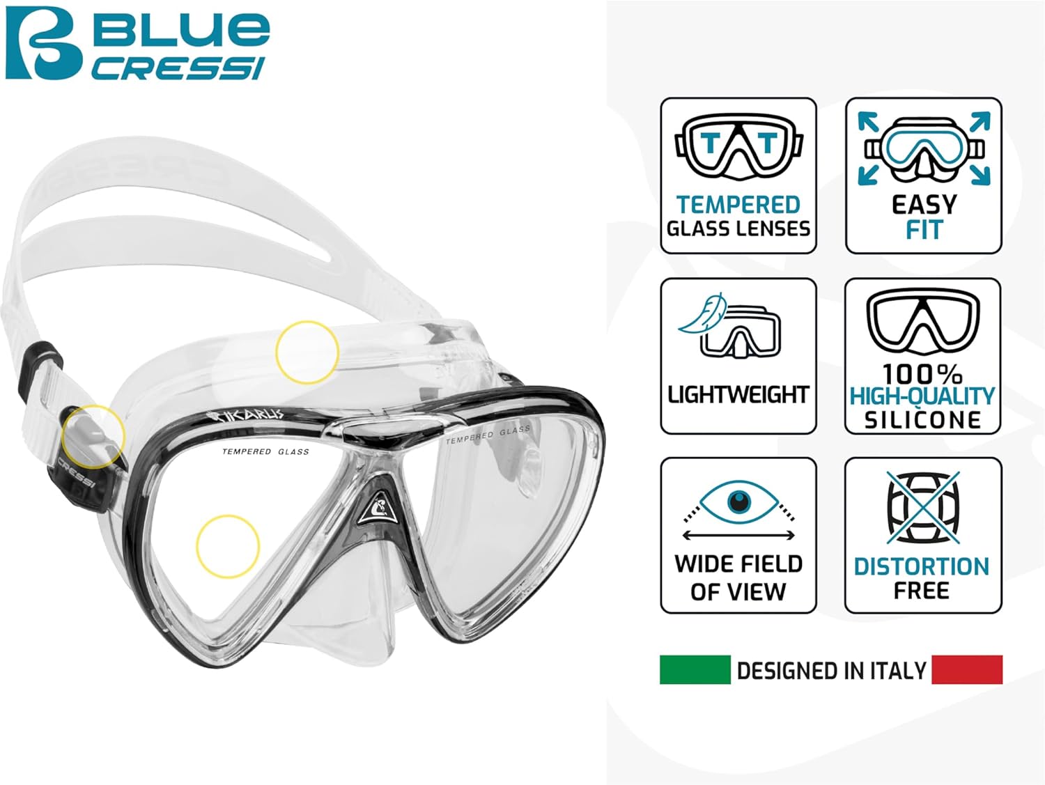 Cressi Ocean Set Snorkeling Sets, Translucent Aquamarine, L/XL