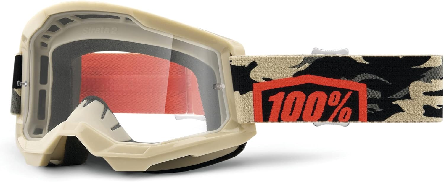 100% Strata 2 Sand Motocross & Mountain Bike Goggles - MX and MTB Racing Protective Eyewear