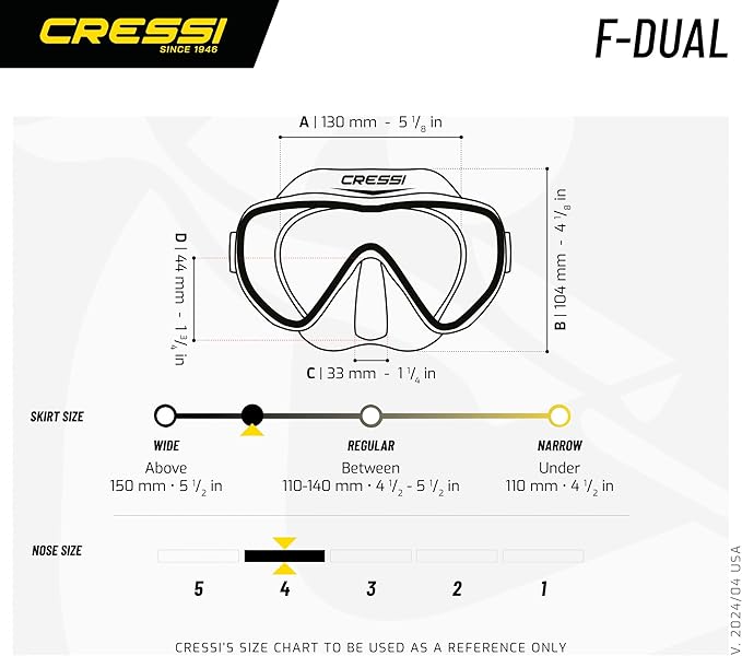 Cressi Single Lens Frameless Scuba Mask & Dry Snorkel for Snorkeling, Scuba Diving, F-Dual & Supernova Dry: Designed in Italy