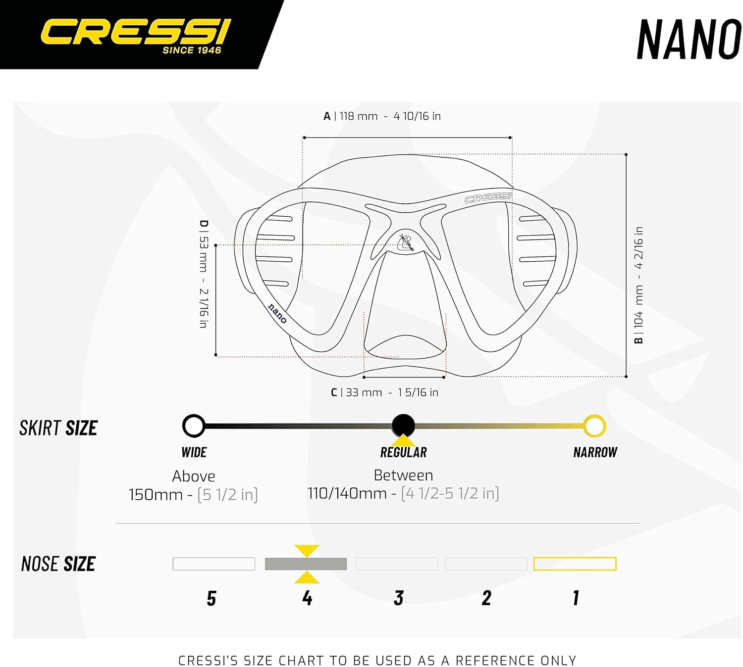 Cressi Low Volume Adult Mask for Scuba, Freediving, Spearfishing Nano