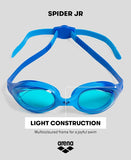 ARENA Unisex Youth Spider Junior Swim Goggles Girls and Boys Ages 6 to 12 Fogless Lenses Easy to Adjust Strap No Leak