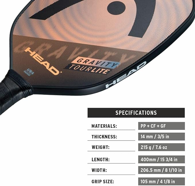 HEAD Gravity Lite Paddle with Sweetspot Power Core & Comfort Grip