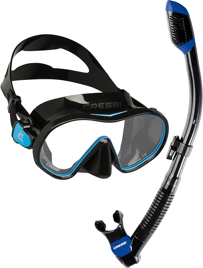 Cressi Single Lens Frameless Scuba Mask & Dry Snorkel for Snorkeling, Scuba Diving, F-Dual & Supernova Dry: Designed in Italy