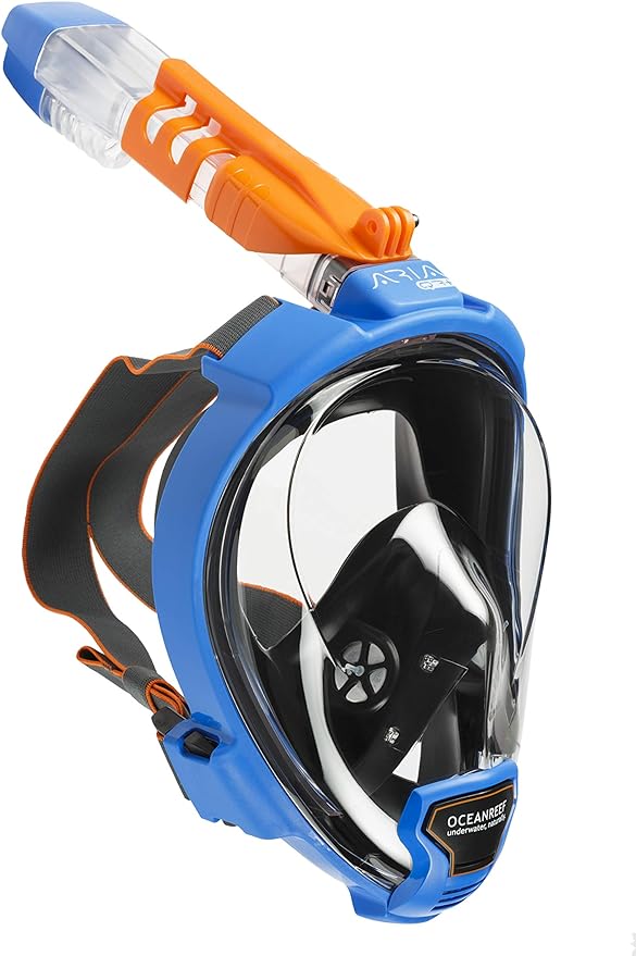 OCEAN REEF - Aria QR + Quick Release Snorkeling Mask - Full Face Snorkeling Mask - 180 Degree Underwater Vision