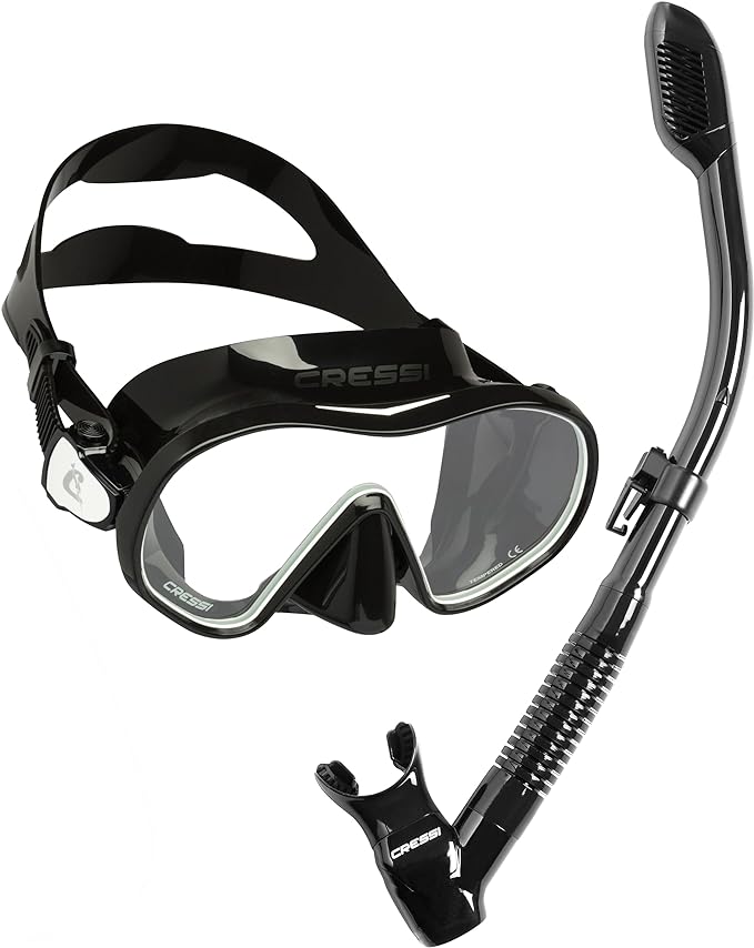 Cressi Single Lens Frameless Scuba Mask & Dry Snorkel for Snorkeling, Scuba Diving, F-Dual & Supernova Dry: Designed in Italy