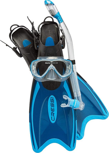 Cressi Adult Light Weight Premium Travel Snorkel Set - Mask & Fins Made in Italy