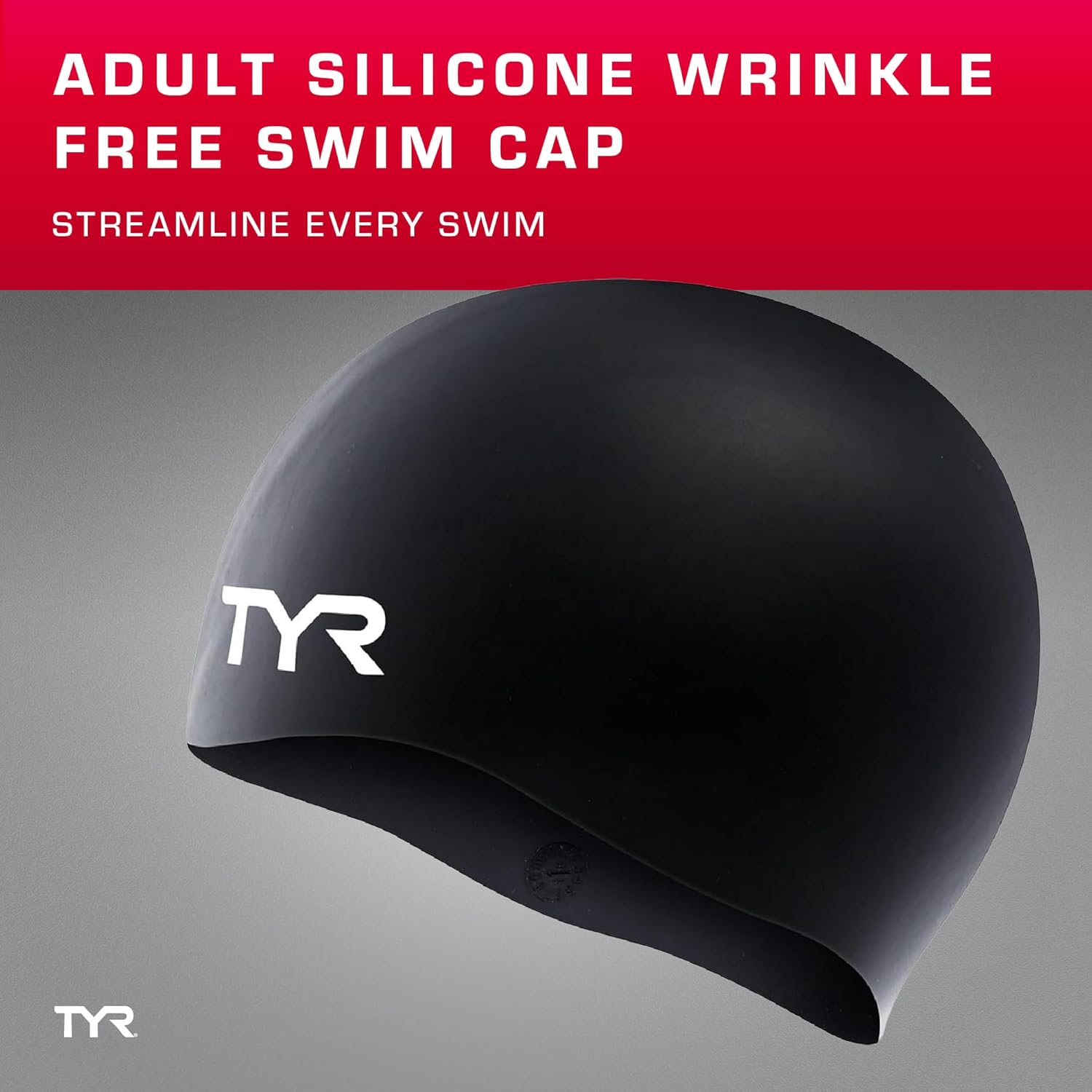 TYR Adult Wrinkle Free Silicone Swim Cap for Drag Reduction and Hair Protection