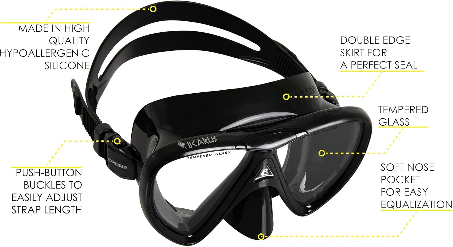 CRESSI Adult Snorkeling Set in Comfortable Pure Silicone, Mask & Semi Dry Snorkel