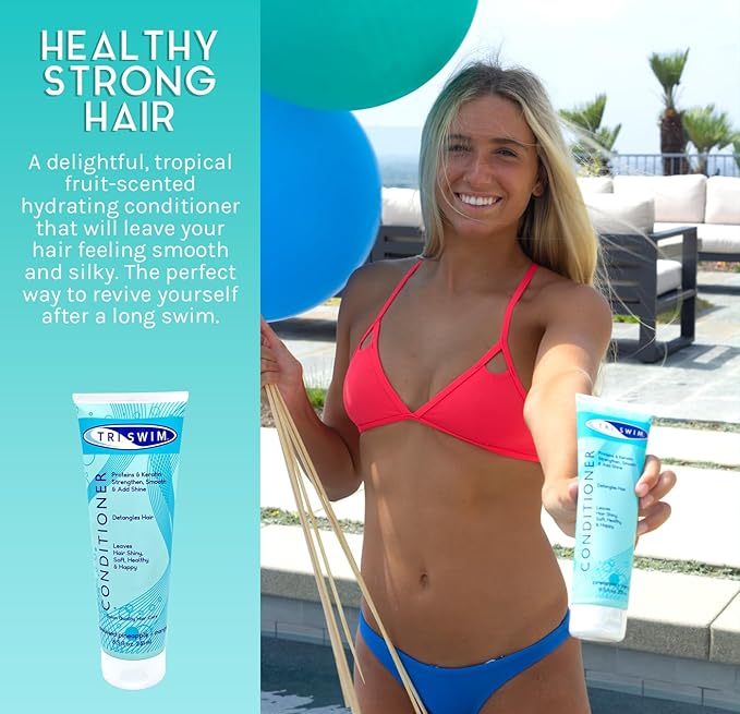 TRISWIM Scented Moisturizing Conditioner, Detangles, and Repairs Chlorine Damaged Hair for Swimmers and Athletes