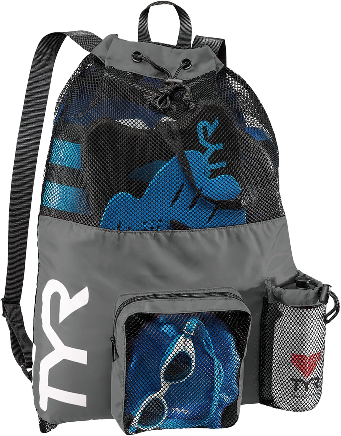 TYR Big Mesh Mummy Backpack for Wet Swimming, Gym, and Workout Gear