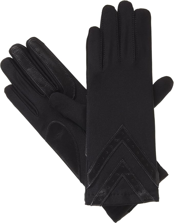 Isotoner womens Spandex Touchscreen Cold Weather With Warm Fleece Lining and Chevron Details Winter Gloves