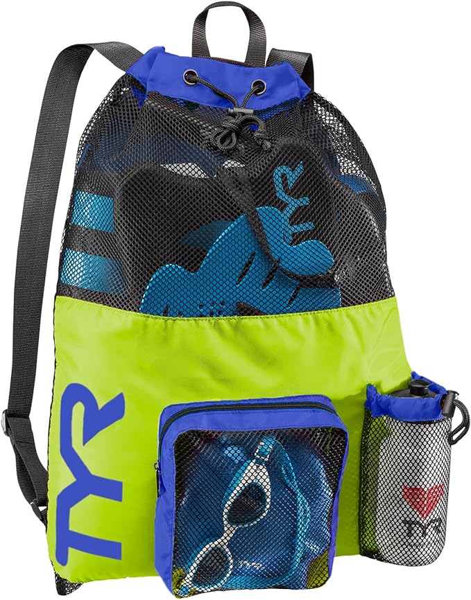 TYR Big Mesh Mummy Backpack for Wet Swimming, Gym, and Workout Gear