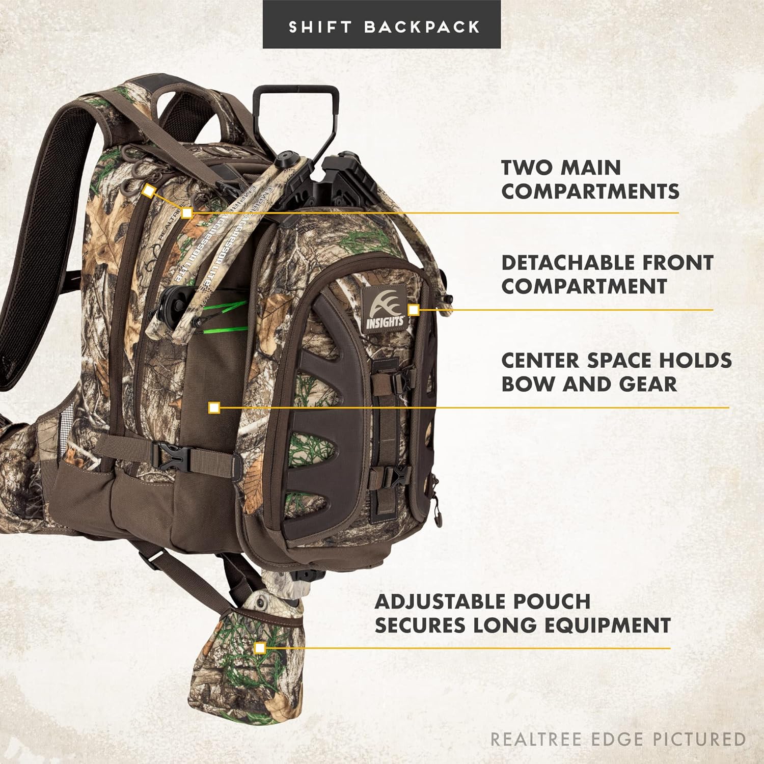 Insights Hunting by frogg toggs, The Shift, Heavy Duty Rifle Carrier Hunting Backpack, Color Mossy Oak Bottomland