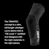 100% Teratec Mountain Biking Knee Pad - MTB & BMX Protection,Ultralight Nylon Slip On Sleeve with Built in Padding