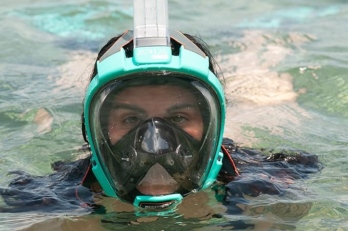 OCEAN REEF - Aria QR + Quick Release Snorkeling Mask - Full Face Snorkeling Mask - 180 Degree Underwater Vision